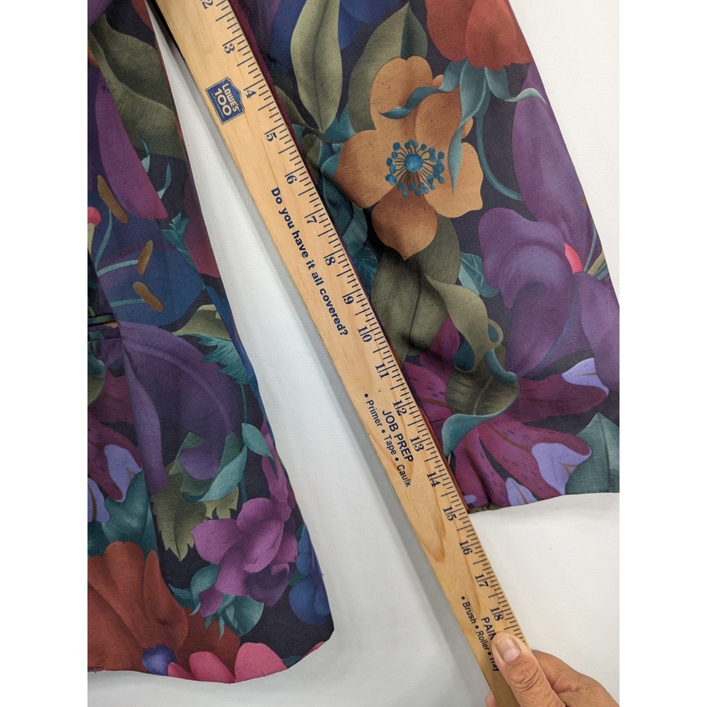 Alfred Dunner Vintage Floral Blazer Purple Blue 16 Made in USA Shoulder Pads - Picture 8 of 9